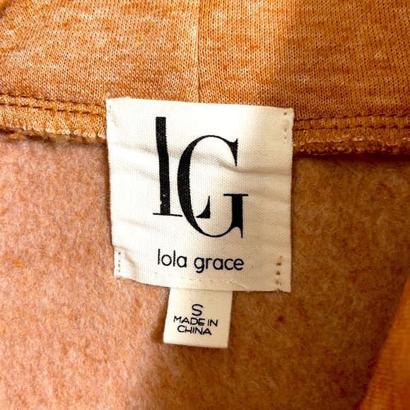 Lola Grace Burnt Orange Funnel Neck Drop Shoulder Fleece - Picture 14 of 16